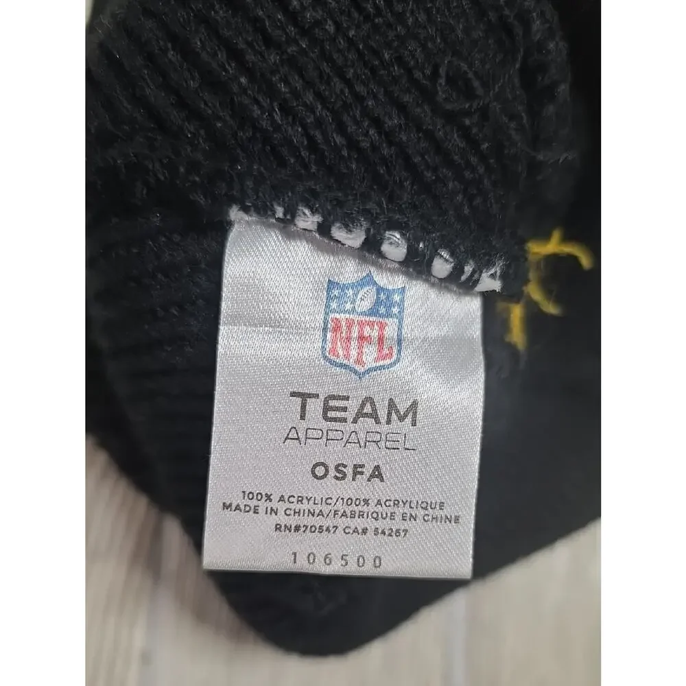 NFL Team Apparel Pittsburgh Steelers Cuffed Knit Beanie With Pom